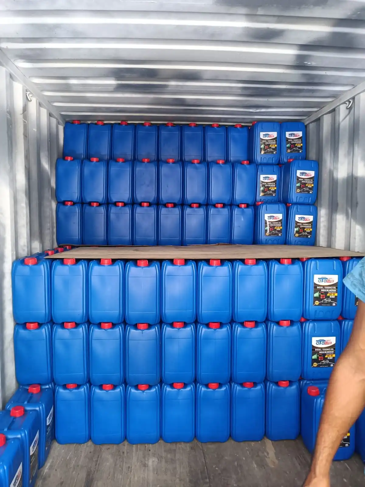 Blue Jerrycans in Container